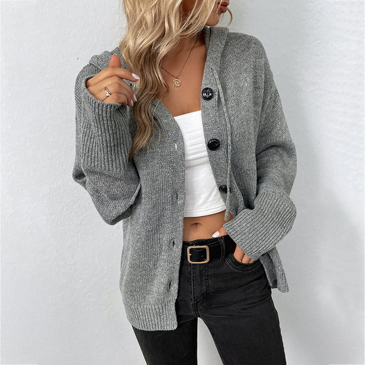 Women Fashion Cardigan with Hood and Practical Button Details Lune London