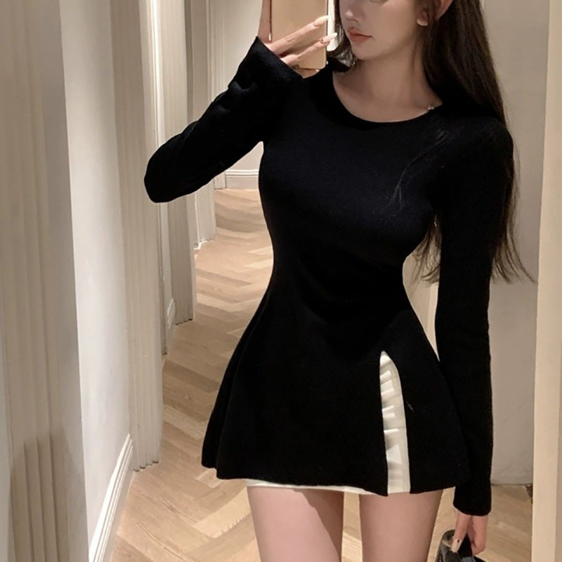 Women's long sleeve top with asymmetric cut and elegant detail