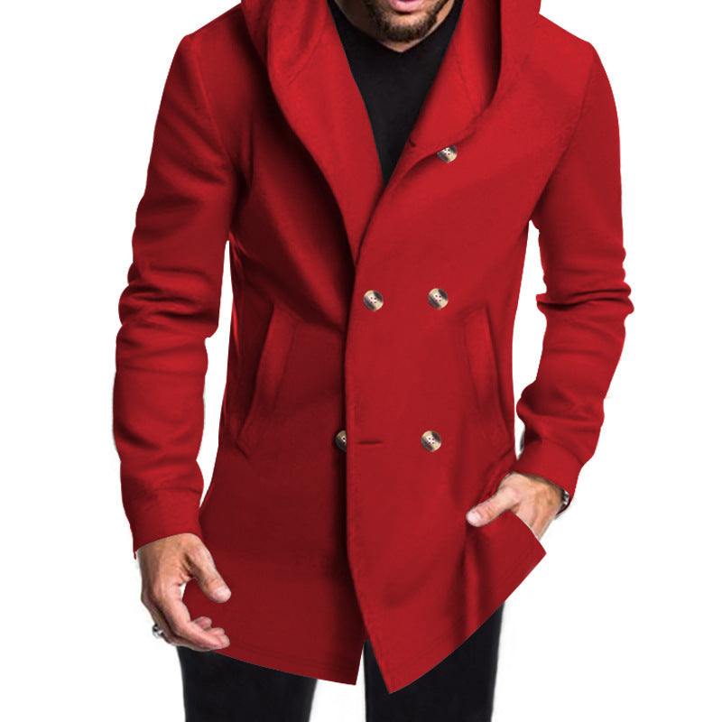 Elegant double-breasted coat for men with hood Lune London