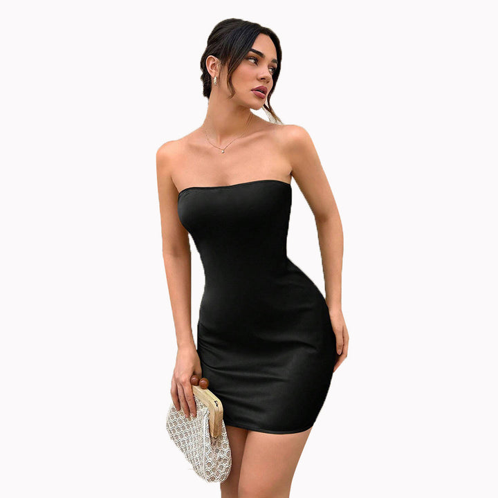 Robe mini bandeau ajustée pour femmes en tissu élastique Chic & Stil