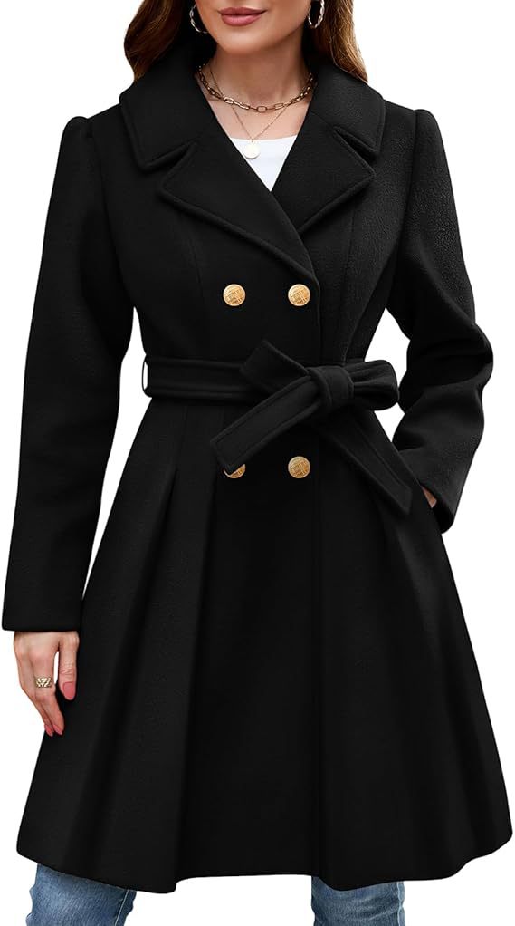 Wrap coat for women in classic style with double-breasted buttons and belt Lune London