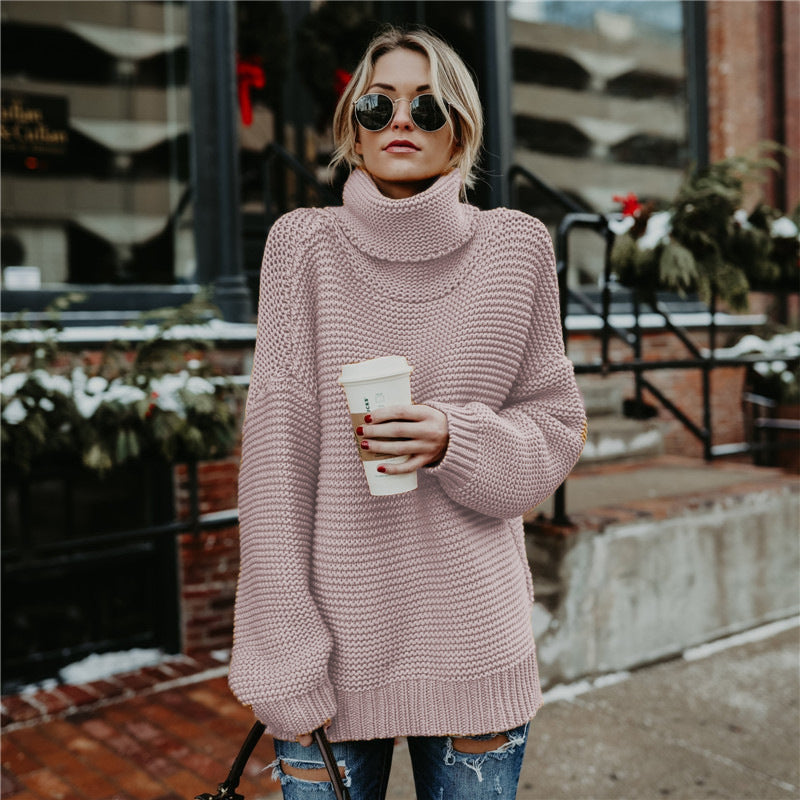 Thick knit sweater for women with a high collar and casual oversized fit Lune London