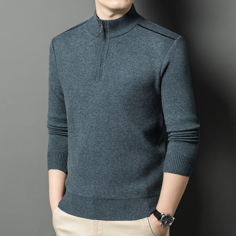 Elegant high collar sweater for men with half-zip closure Lune London