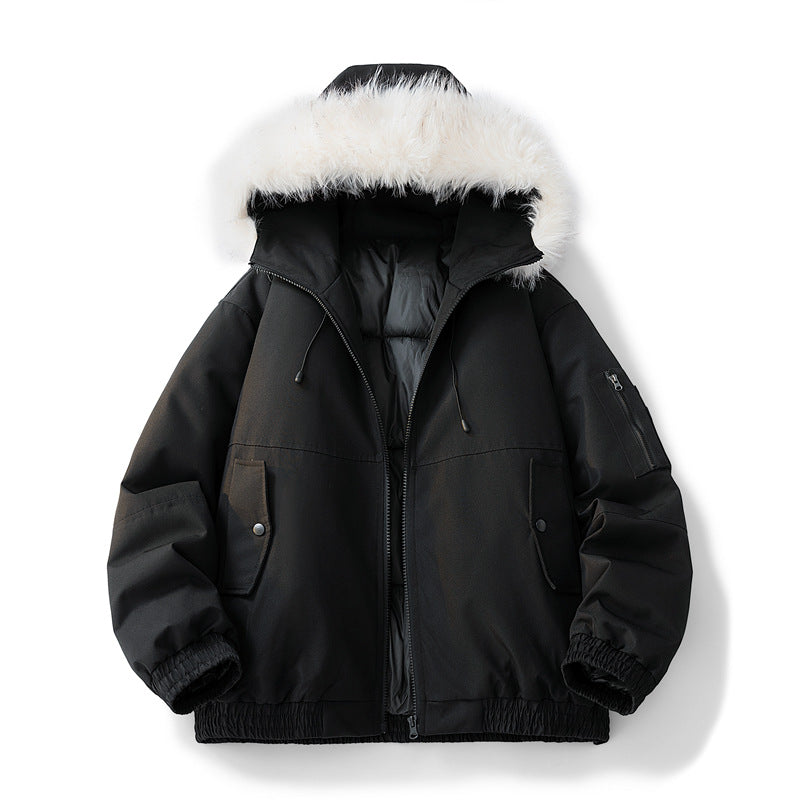 Ladies warm winter jacket with removable hood and luxurious synthetic fur Lune London