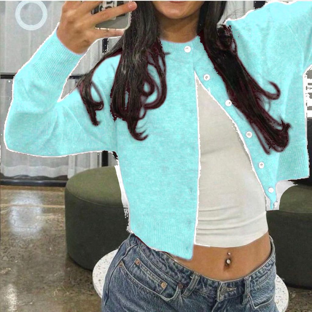 Short knit jacket for women with elegant pearl buttons Lune London