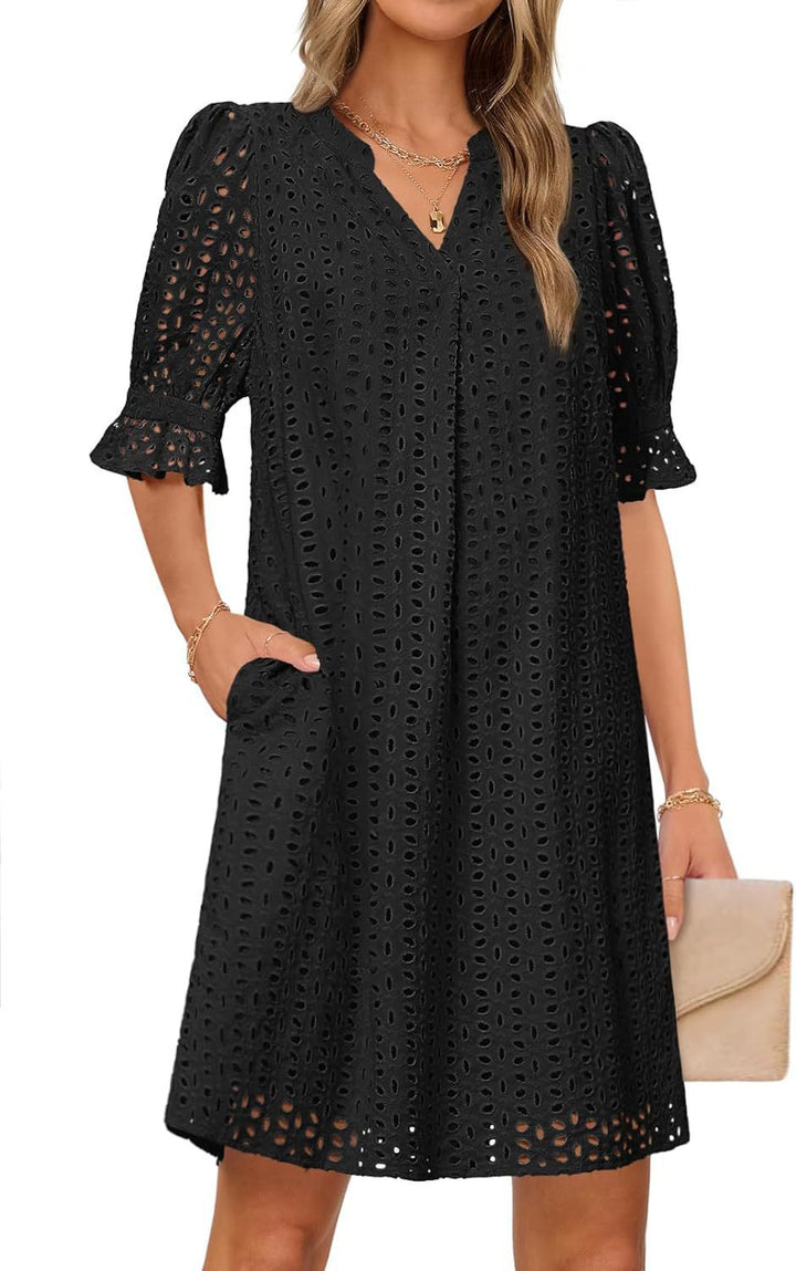 Fluid summer dress for women with elegant lace details Lune London