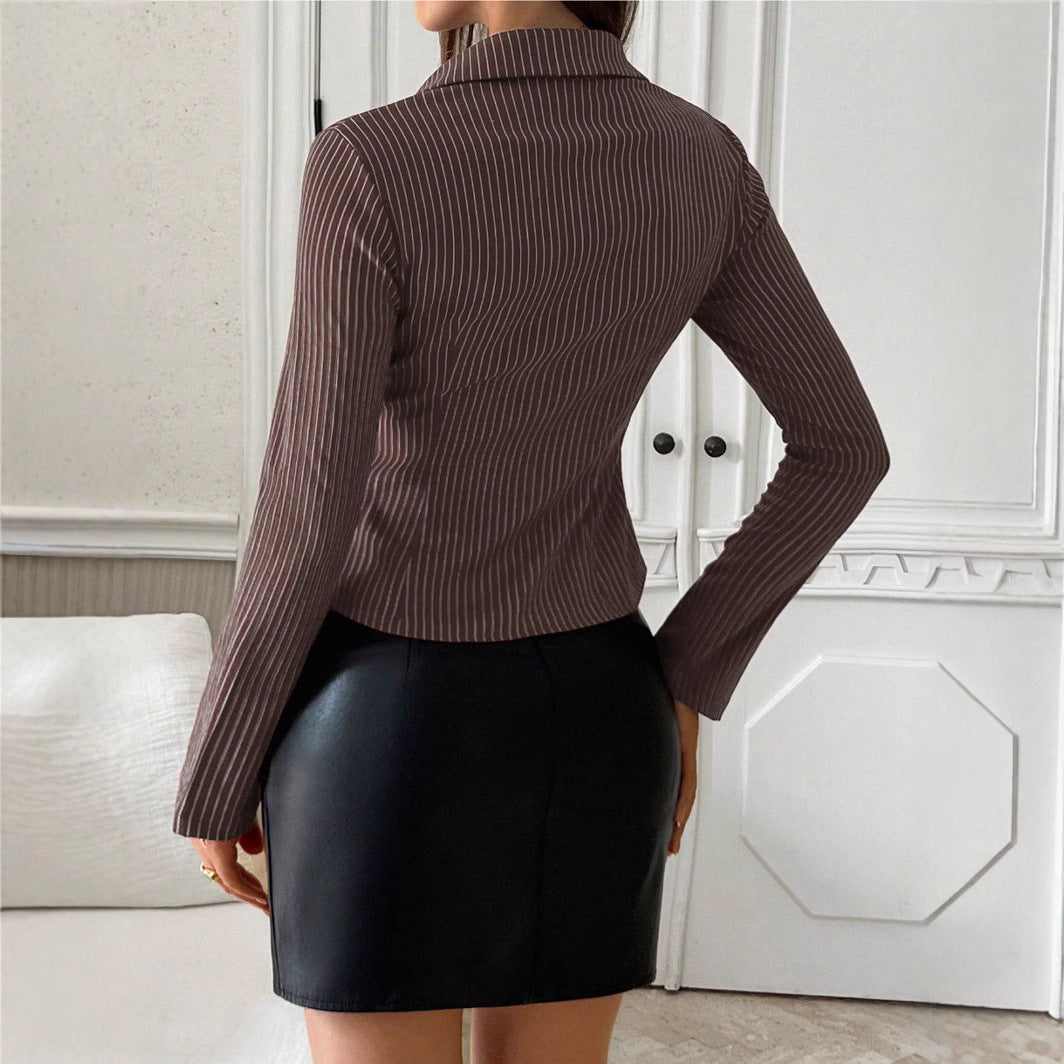 Striped blouse for women with a fitted cut and durable fabric Lune London