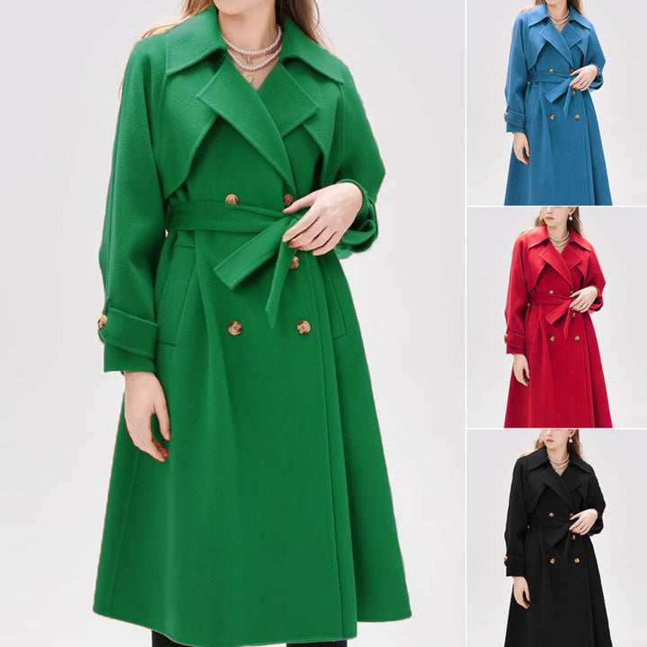Women's trench coat lined with large lapels and waist belt Lune London