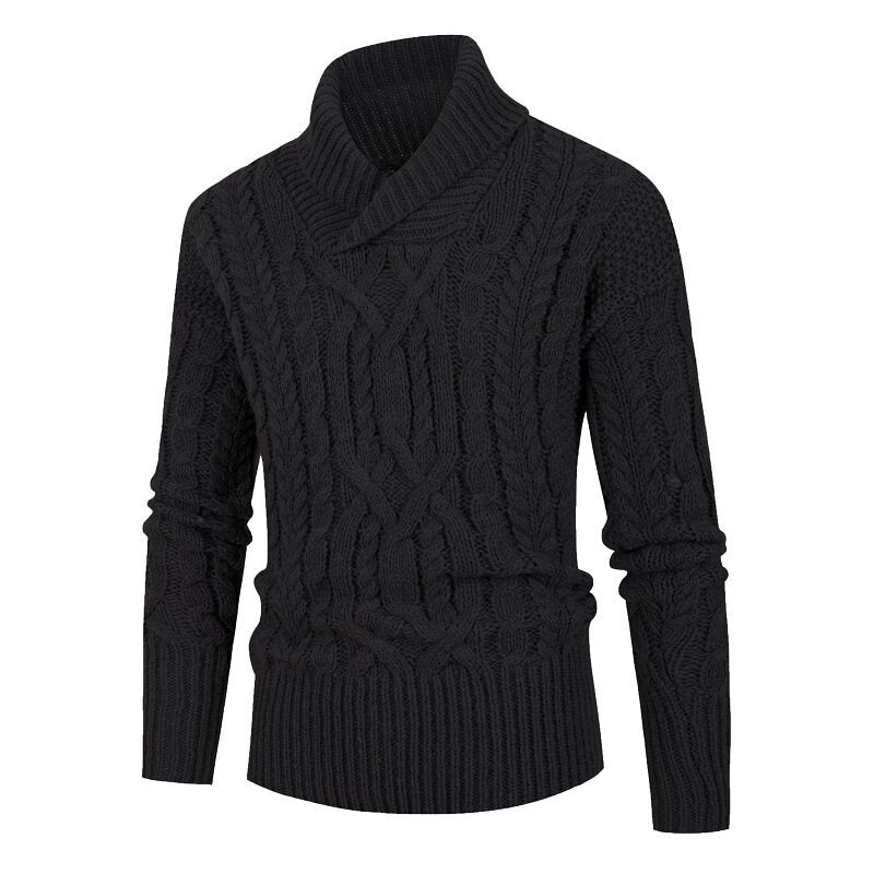 Men's chunky knit sweater with shawl collar and refined twisted pattern Lune London