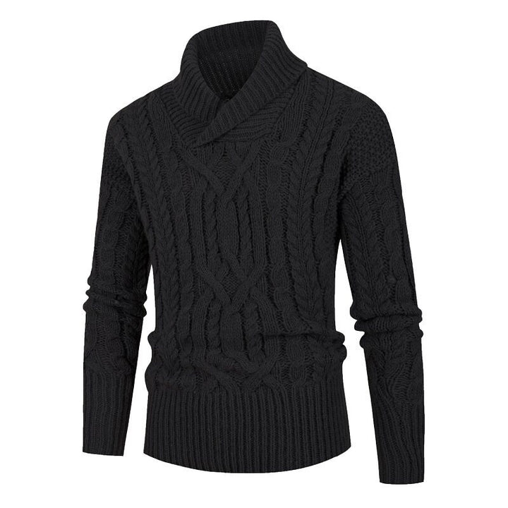 Men's chunky knit sweater with shawl collar and refined twisted pattern Lune London