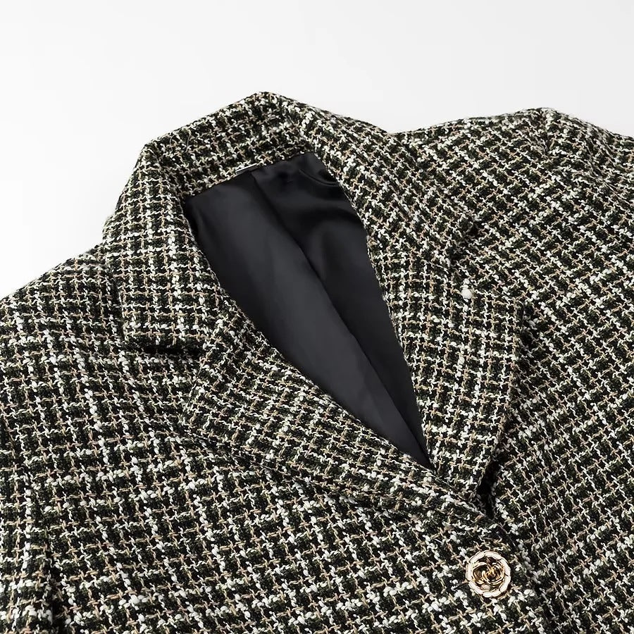 Veste blazer à coupe courte pour femme en élégant design en tweed Chic & Stil
