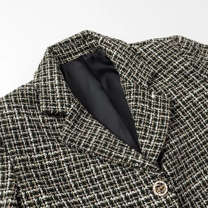 Veste blazer à coupe courte pour femme en élégant design en tweed Chic & Stil