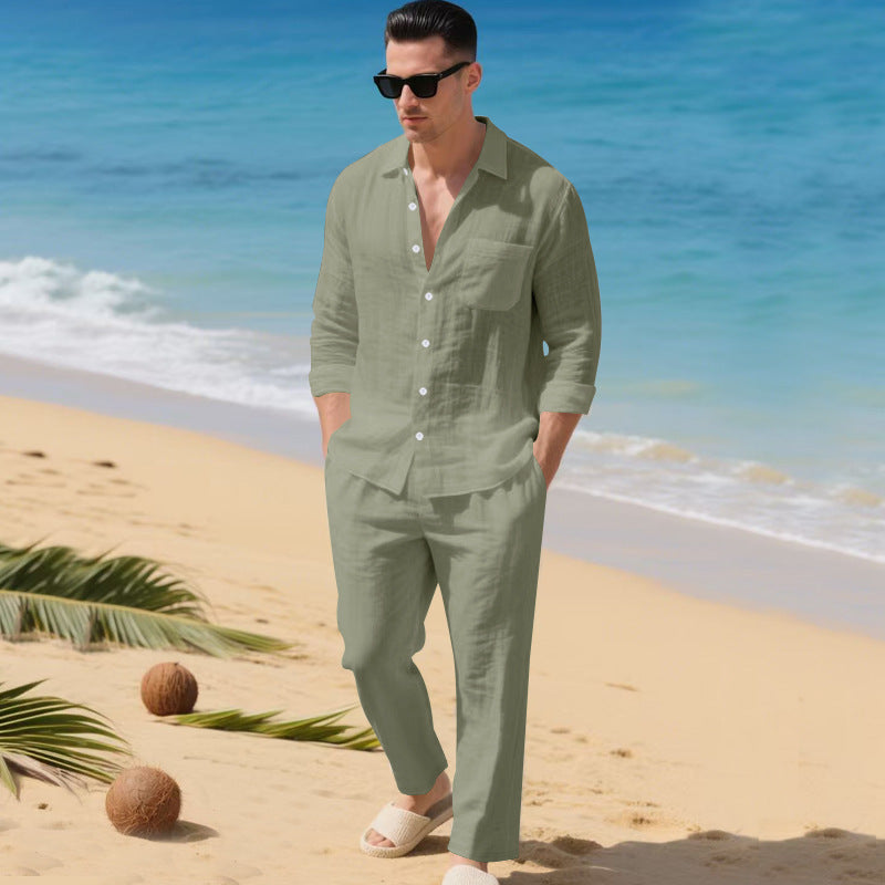 Men's Lightweight Linen Outfit with Stylish Shirt and Elegant Pants Lune London