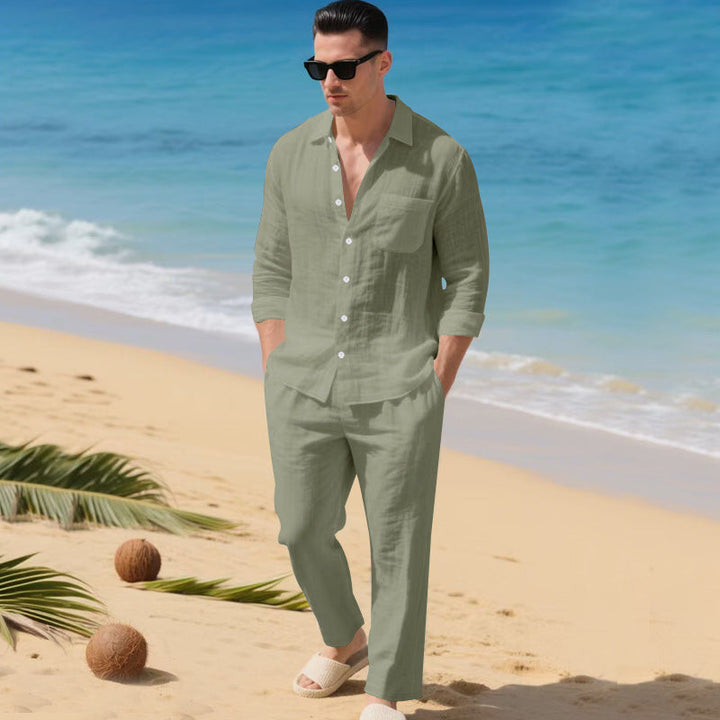 Men's Lightweight Linen Outfit with Stylish Shirt and Elegant Pants Lune London