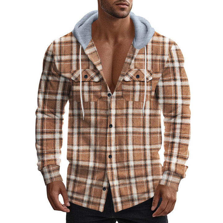 Shirt for men with hood and plaid pattern Lune London