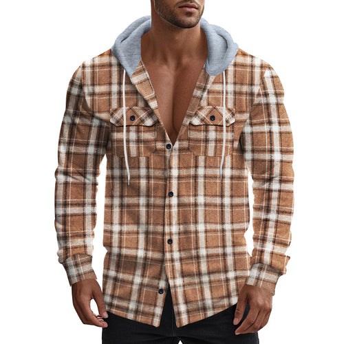 Shirt for men with hood and plaid pattern Lune London
