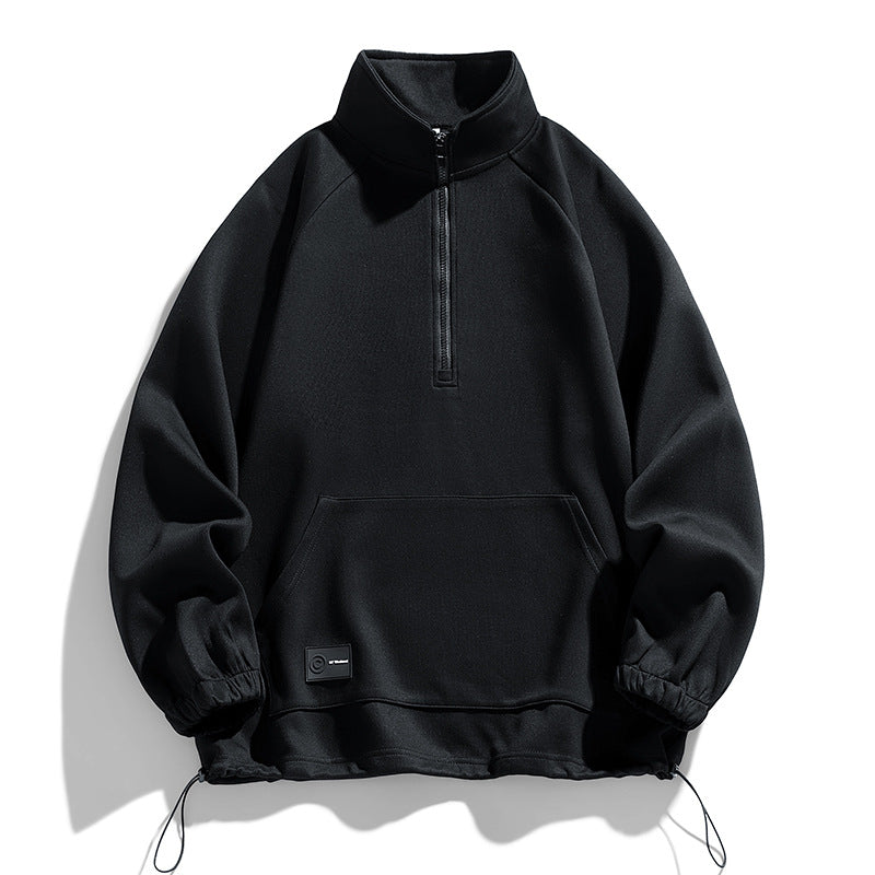 Pull-over à manches longues pour hommes avec ouverture zippée courte Lune London