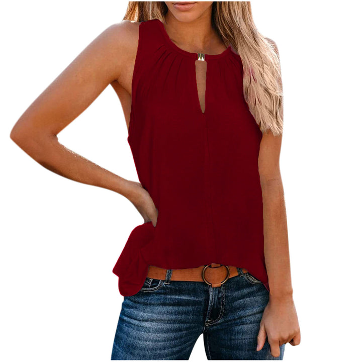 Elegant sleeveless dress for women with decorative neckline and pleats Lune London