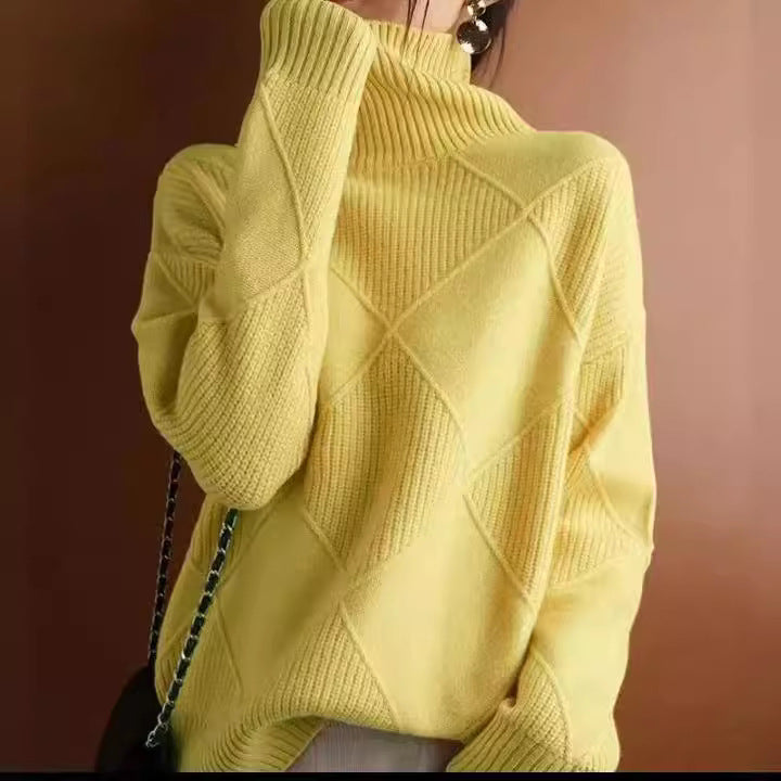 Oversized sweater for women with high collar and structured design Lune London