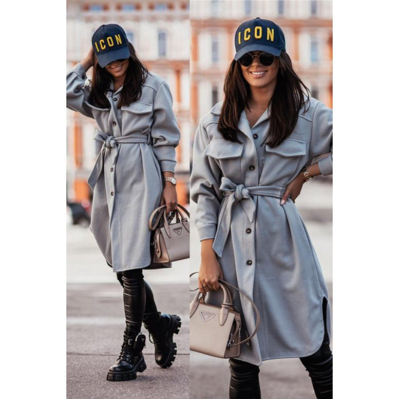 Oversized shirt dress for women with a trendy belt and pockets Lune London