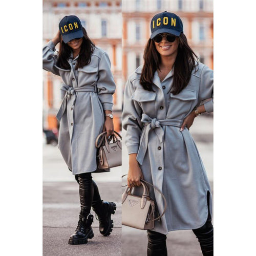 Oversized shirt dress for women with a trendy belt and pockets Lune London