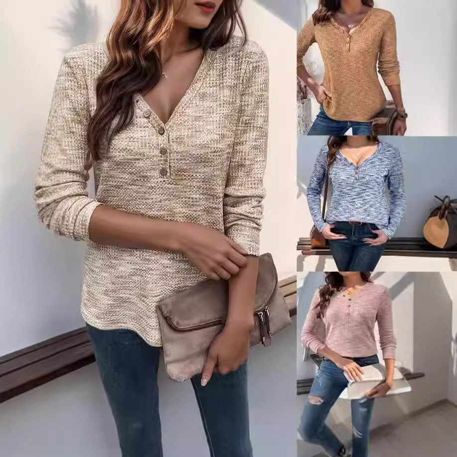 Long sleeve shirt for women with textured neckline and button details Lune London