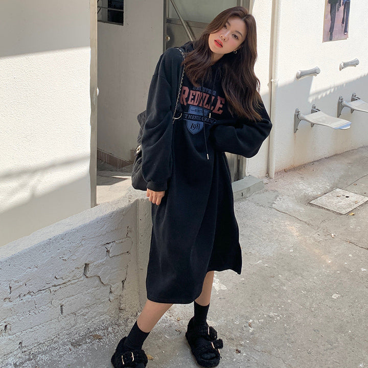 Women's hoodie dress with casual cut and stylish graphic print Lune London