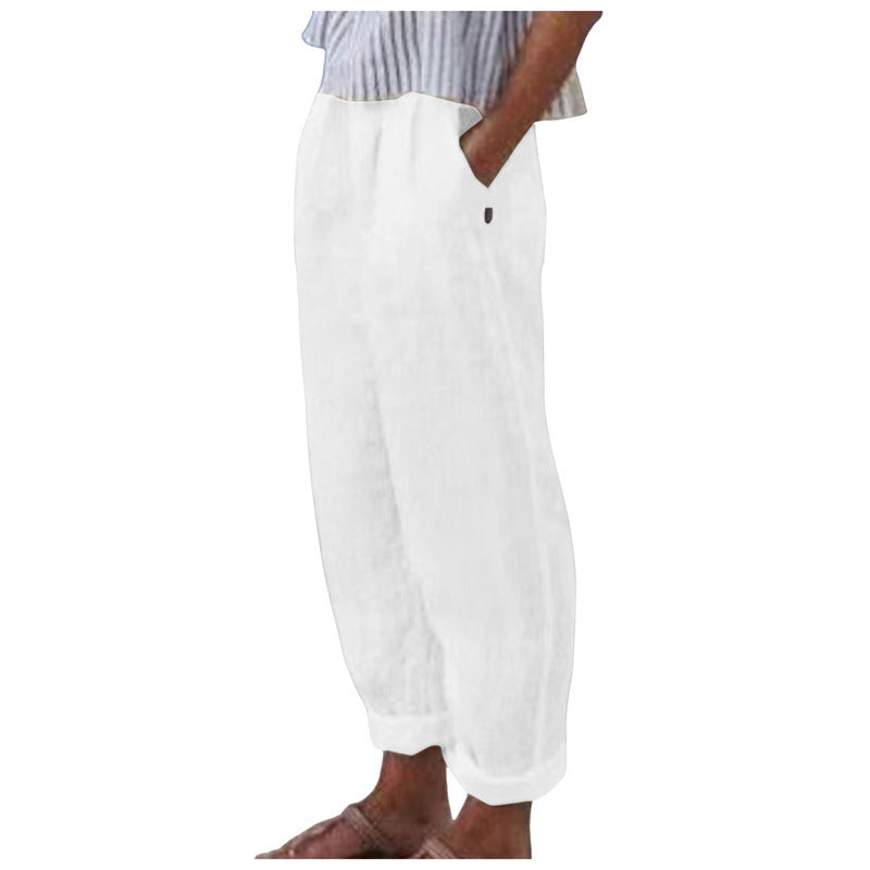 Comfortable linen trousers for women with a relaxed fit and side pockets Lune London