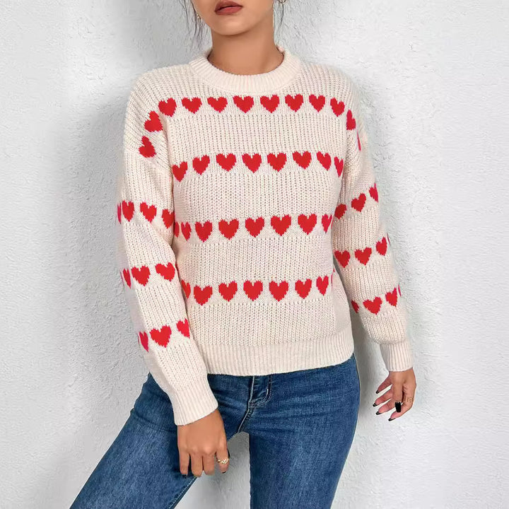 Knit sweater for women with heart pattern Lune London