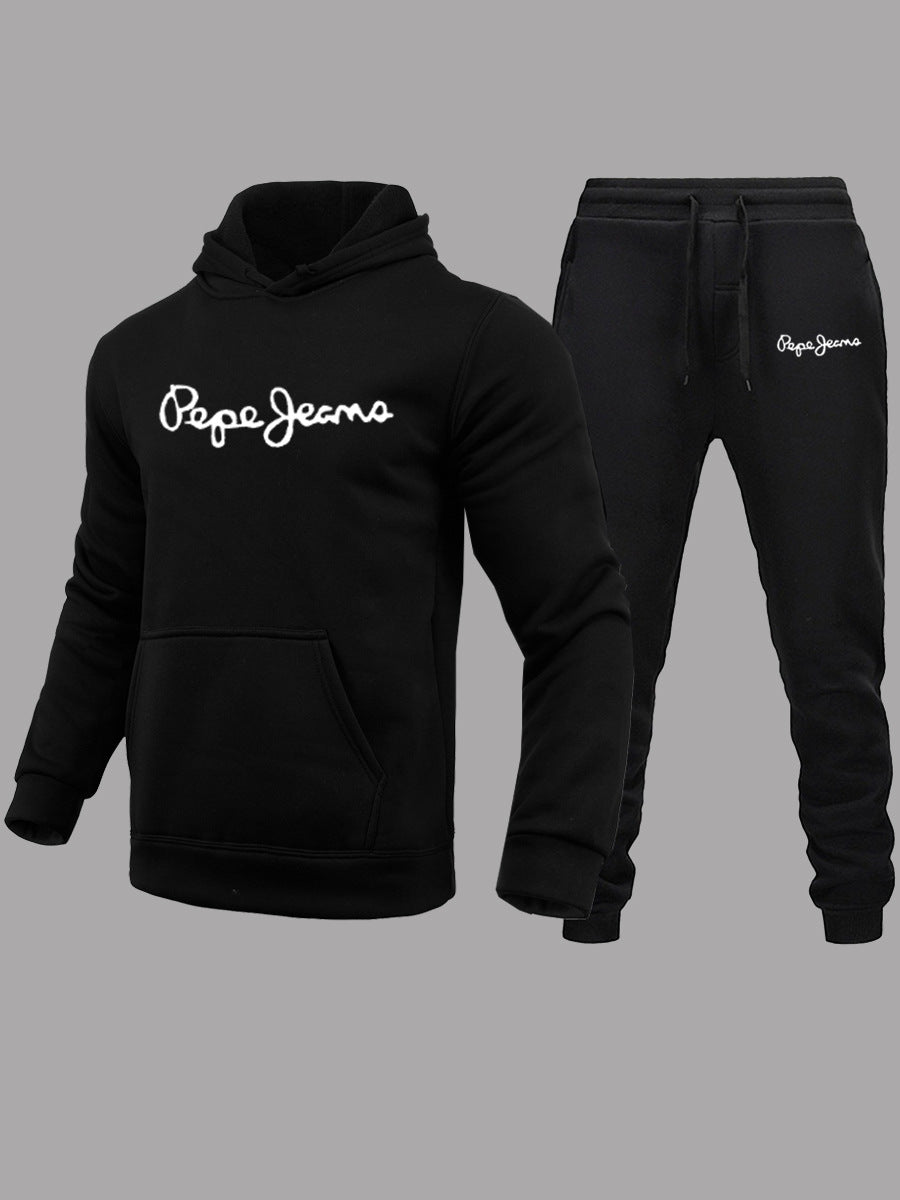Hoodie and jogger pants for men with contemporary inscription Lune London