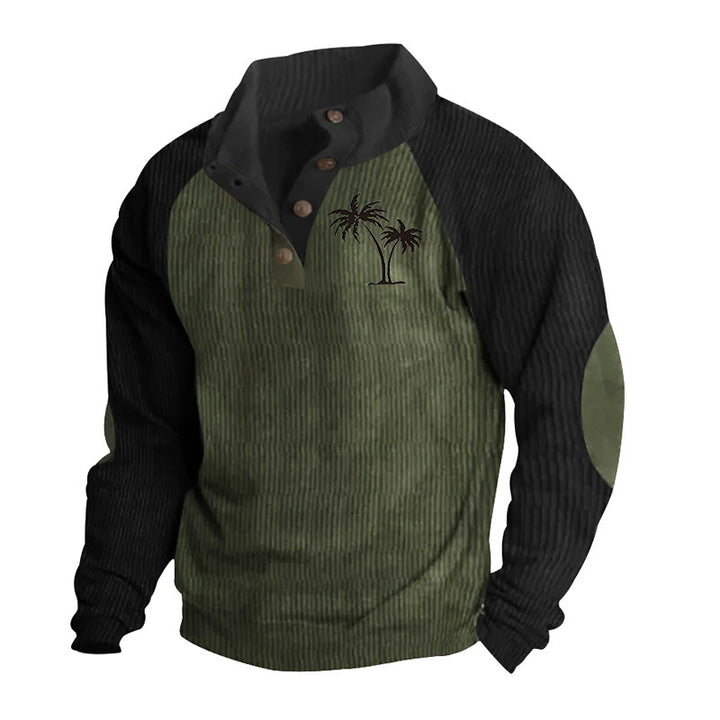 Casual men's sweater with trendy high collar and contrasting sleeve structures Lune London