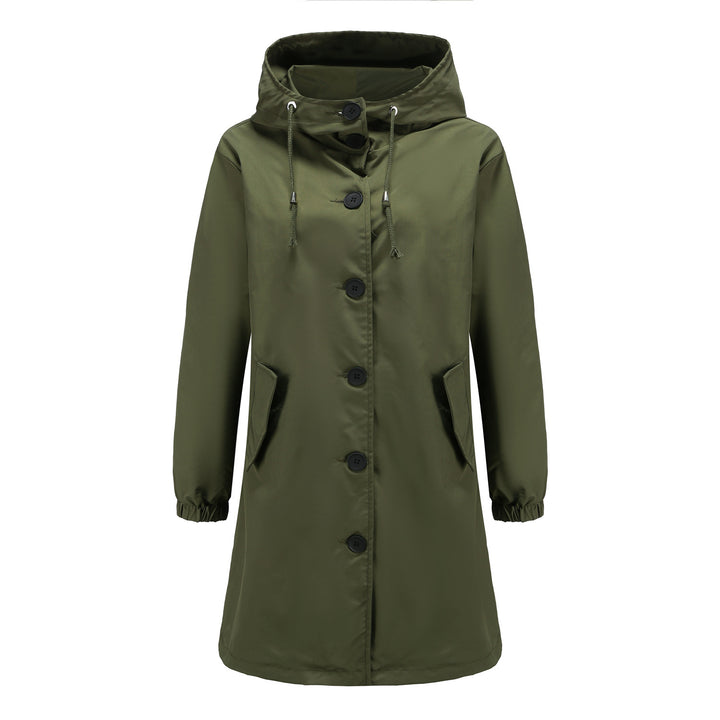 Fashionable transitional jacket for women with adjustable hood and practical pockets Lune London