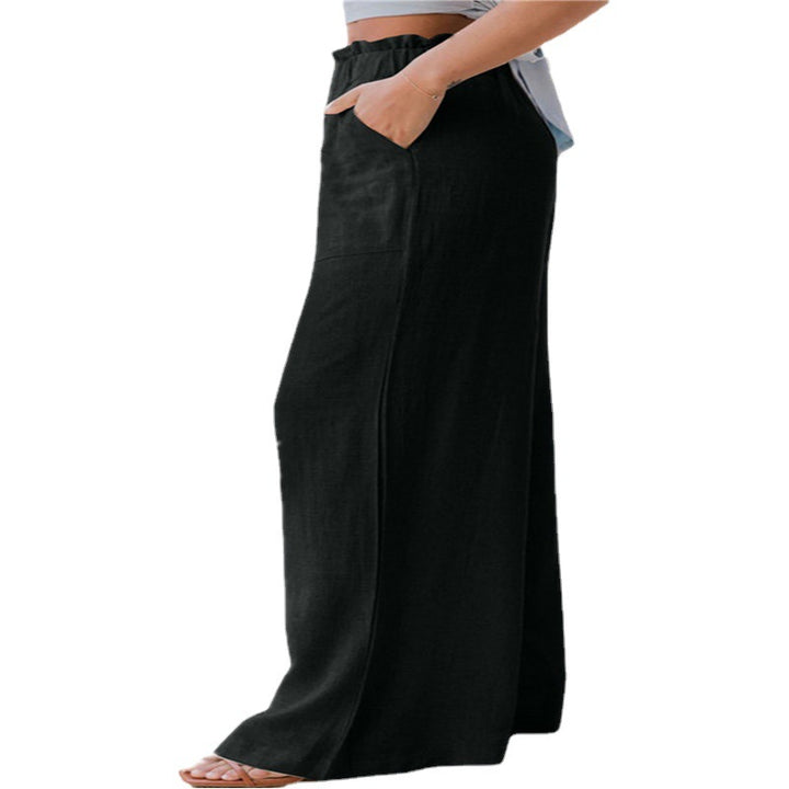 Wide palazzo pants for women with elastic waistband and practical pockets Lune London
