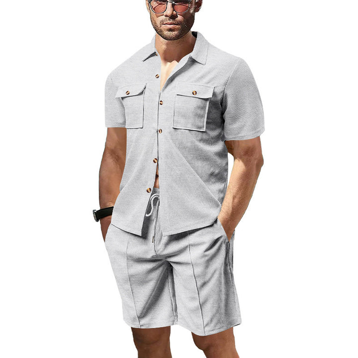 Casual men's set short sleeve shirt and shorts with practical pockets Lune London