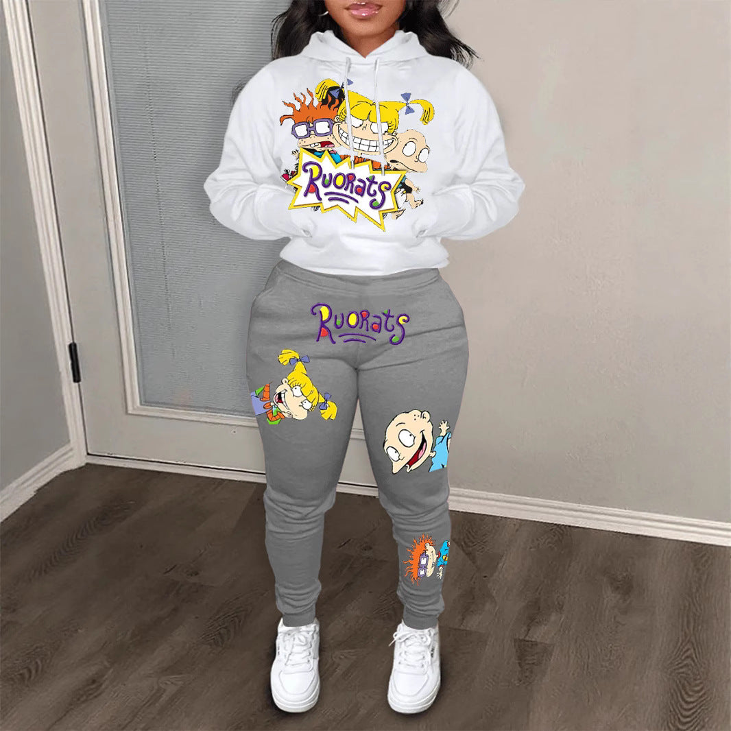 Women's hoodie and jogger set with colorful cartoon patterns Lune London