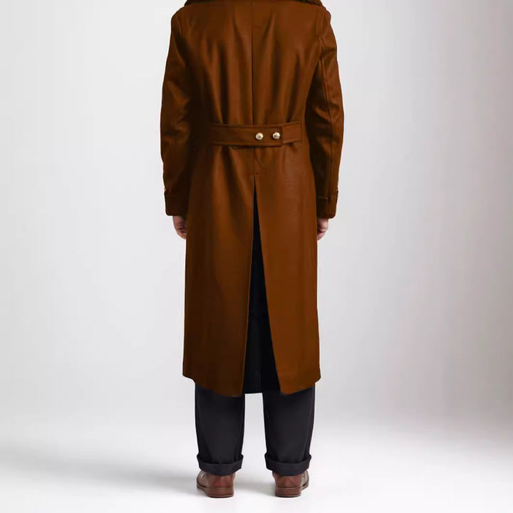 Elegant long coat for men with high-quality finish and double-breasted Lune London