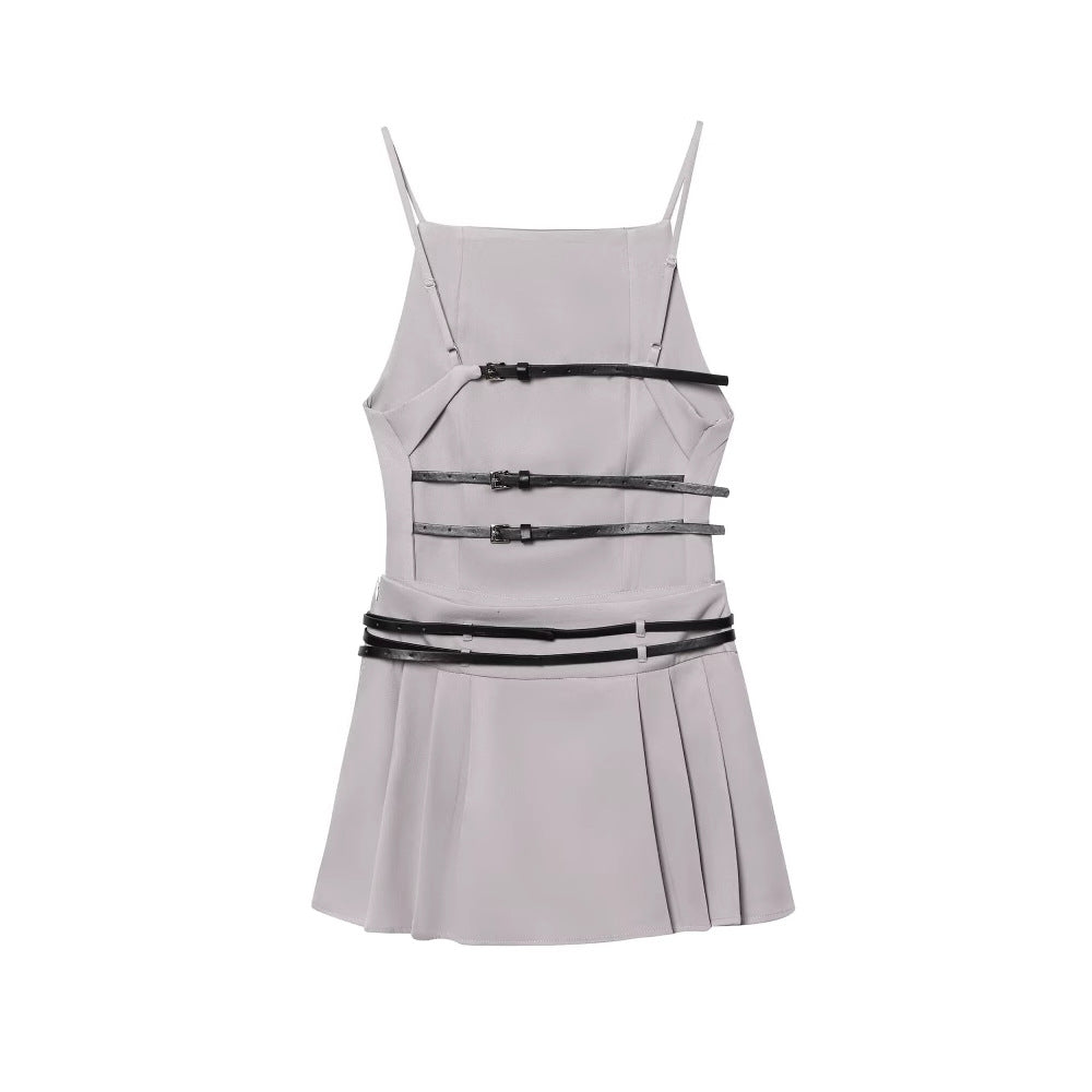 Lady Top with elegant pleated design and fashionable belt Lune London