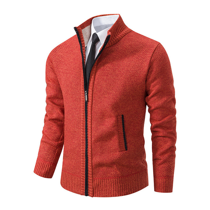 Men's knitted jacket with high collar and elegant zipper Lune London