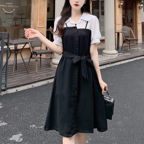 Women's shirt dress with tailored cut and button details