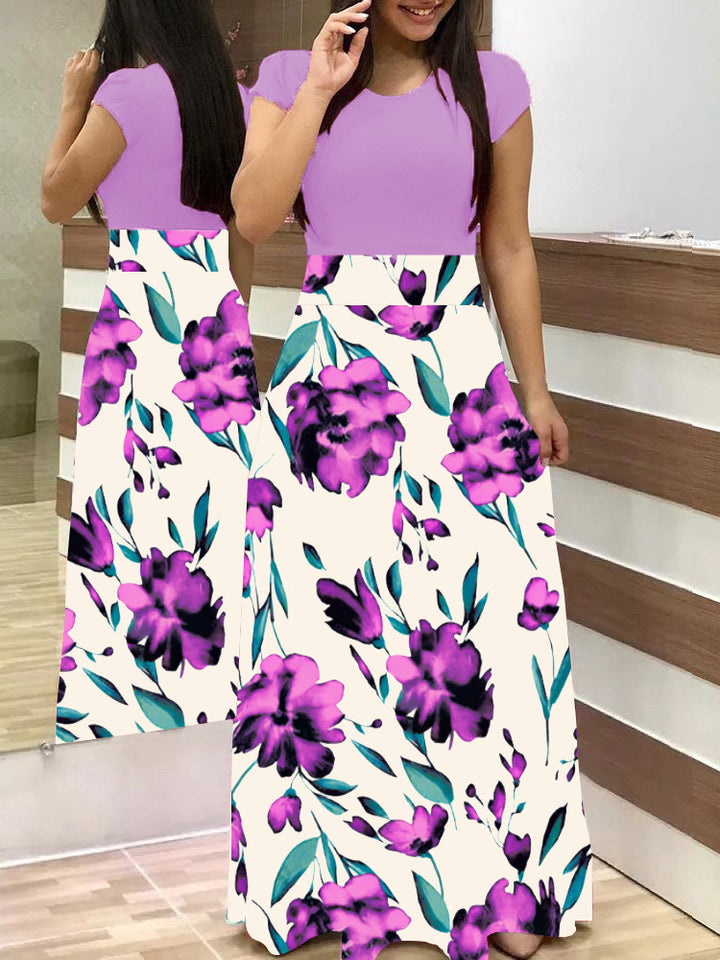 Women's Elegant Maxi Dress with Graphic Print and Flexible Waist Lune London
