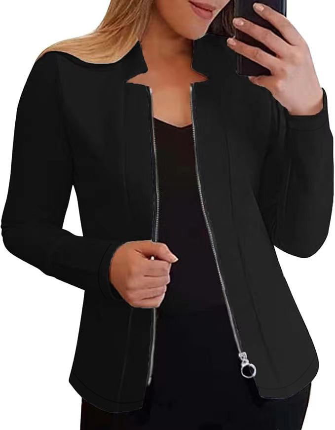 Women's biker jacket with innovative cut and practical zipper details Lune London