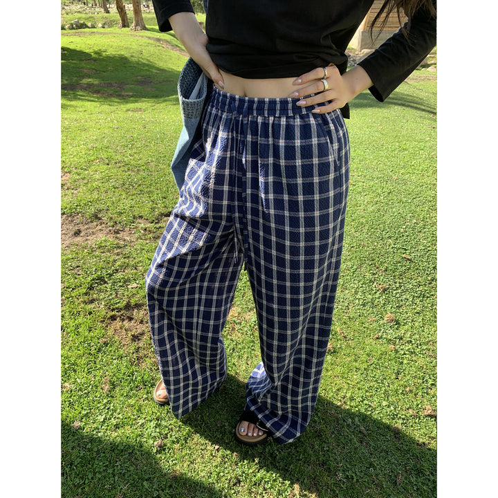 Lune London wide plaid trousers for women