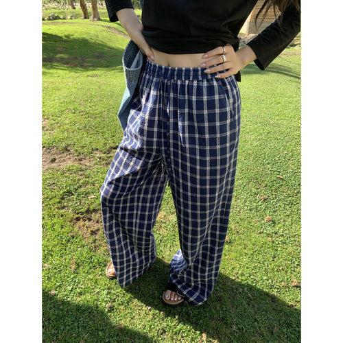 Lune London wide plaid trousers for women