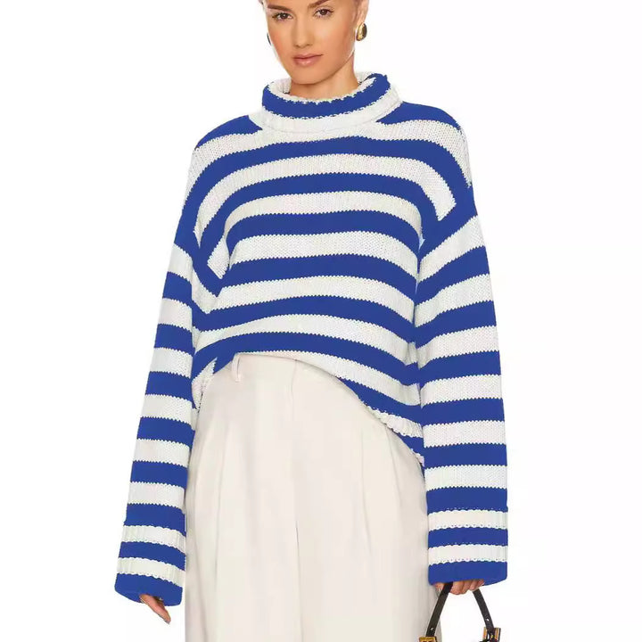 Pullover court pour femmes avec larges rayures Lune London