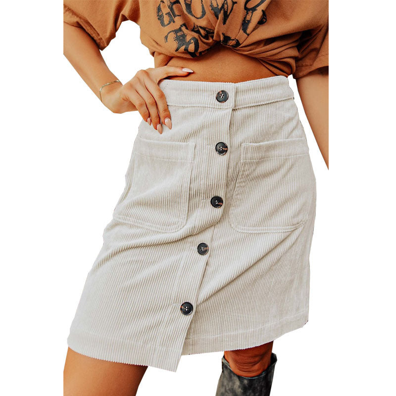 Lune London Corduroy Button Mini Skirt for Women