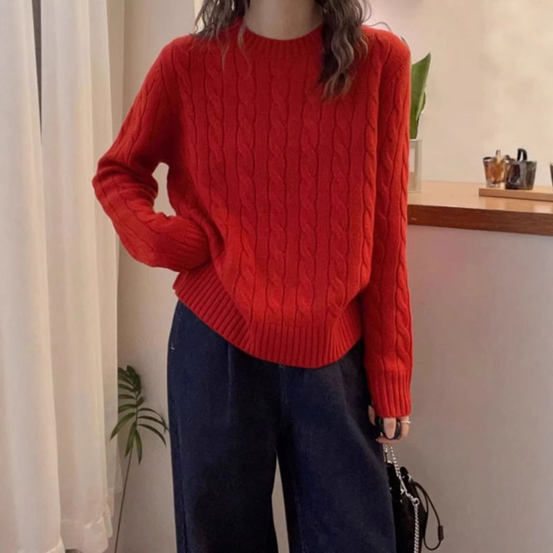 Pull en tricot pour femmes avec motif de câble décoratif Chic & Stil