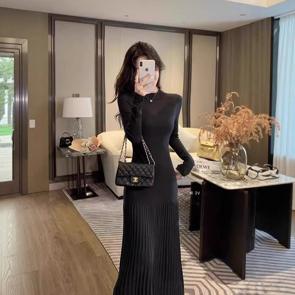 Maxi knit dress for women with a fine ribbed design and modern sleeve accents Lune London
