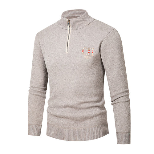 Stylish knitted sweater for men with high collar and zipper Lune London