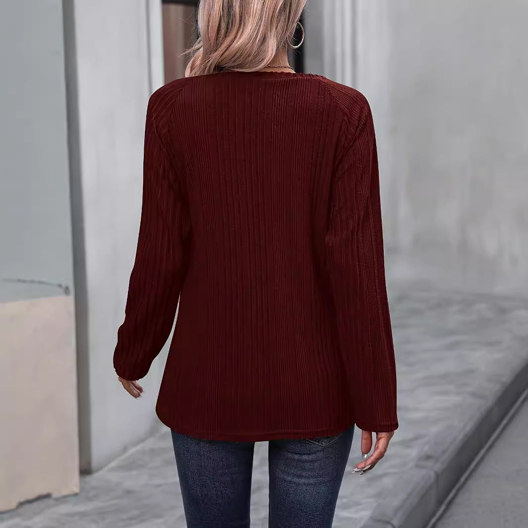 Knit top for women with trendy ribbed design and decorative button details Lune London