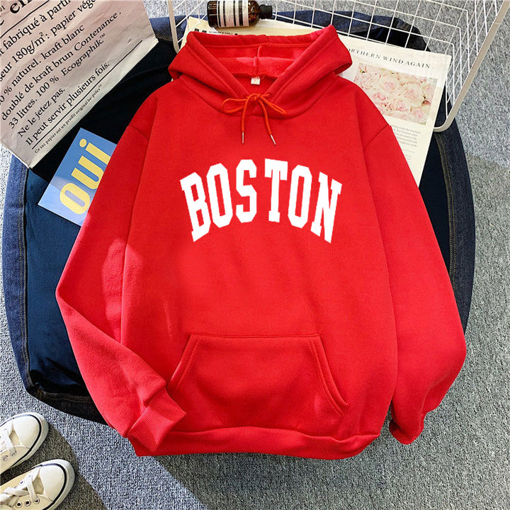 Women's hoodie with classic Boston print Chic & Stil